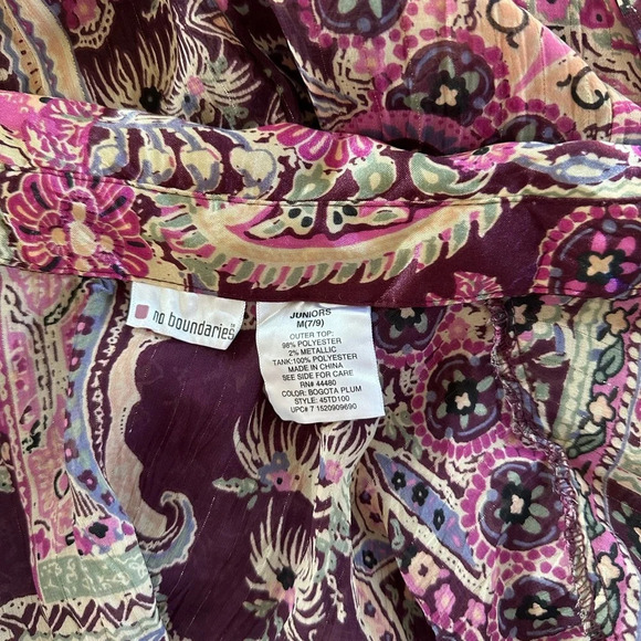 Y2K Fairy Boho Whimsigoth Blouse Size XXS/XS Paisley Purple Pink Chiffon Top - Picture 8 of 8